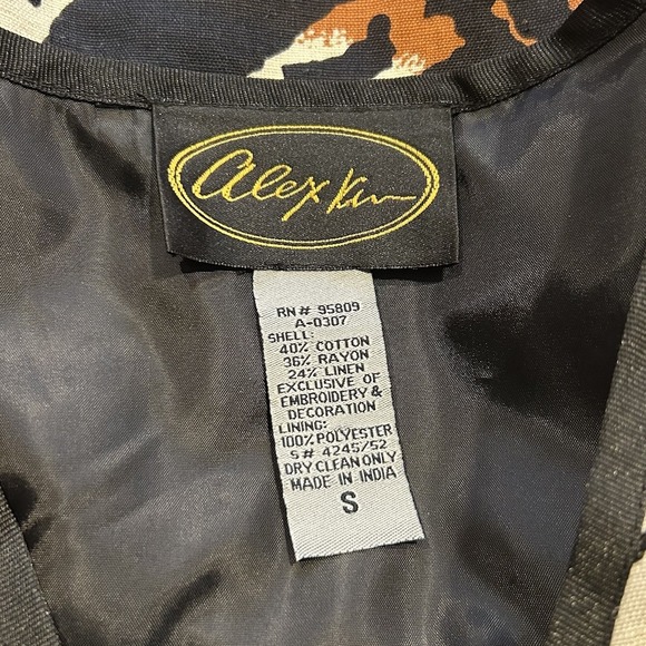 Alex Kim Jacket Blazer Women's Size Small Embroidered Patched Art To‎ Wear Retro - Picture 5 of 5